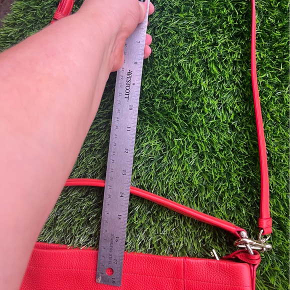 COACH PEBBLED LEATHER CROSSBODY HANDBAG PURSE GENUINE DEEP ORANGE GUC - Picture 12 of 15